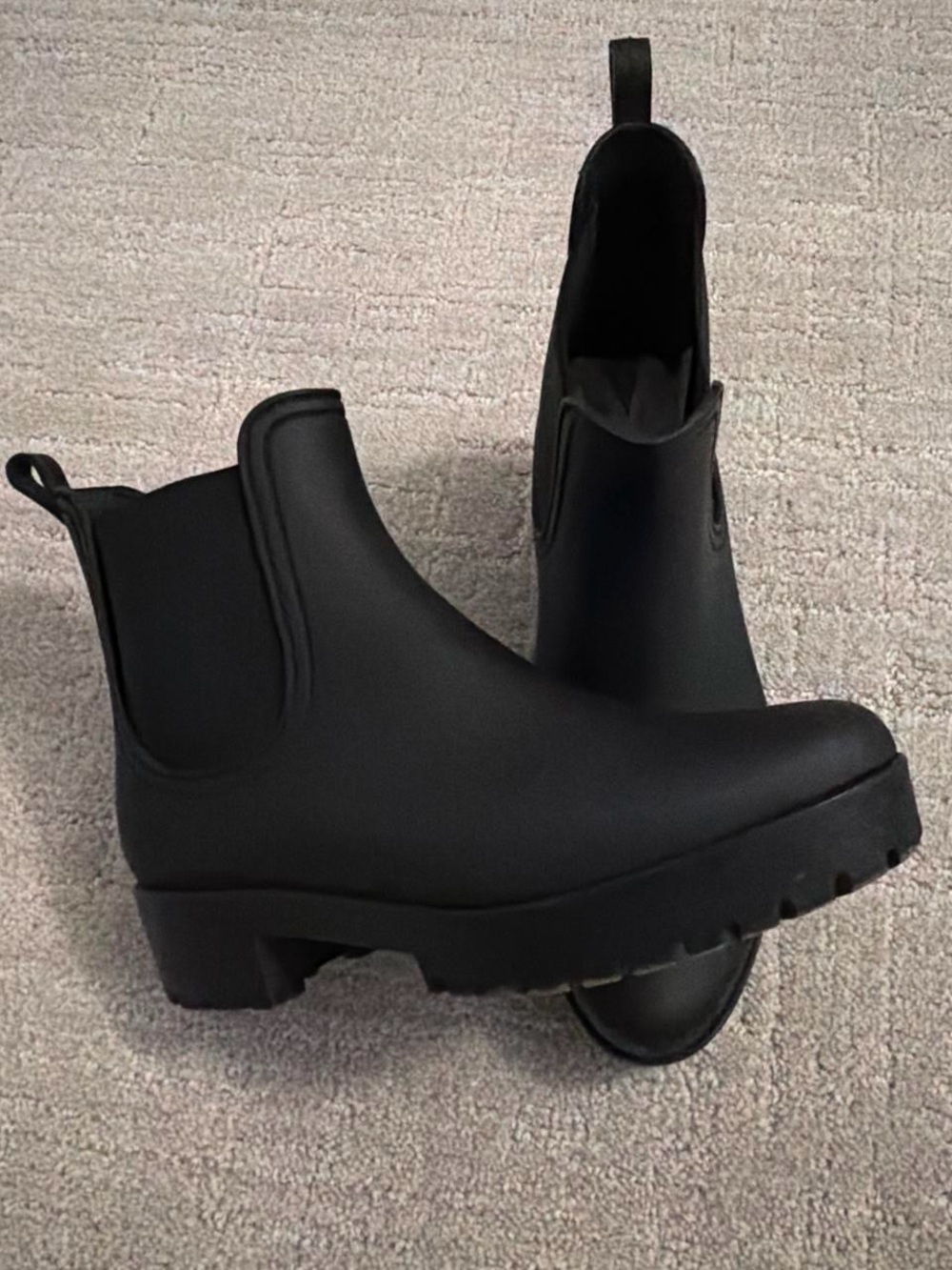 Black rubber Jeffrey Campbell ankle boots #boots
Worn a couple times